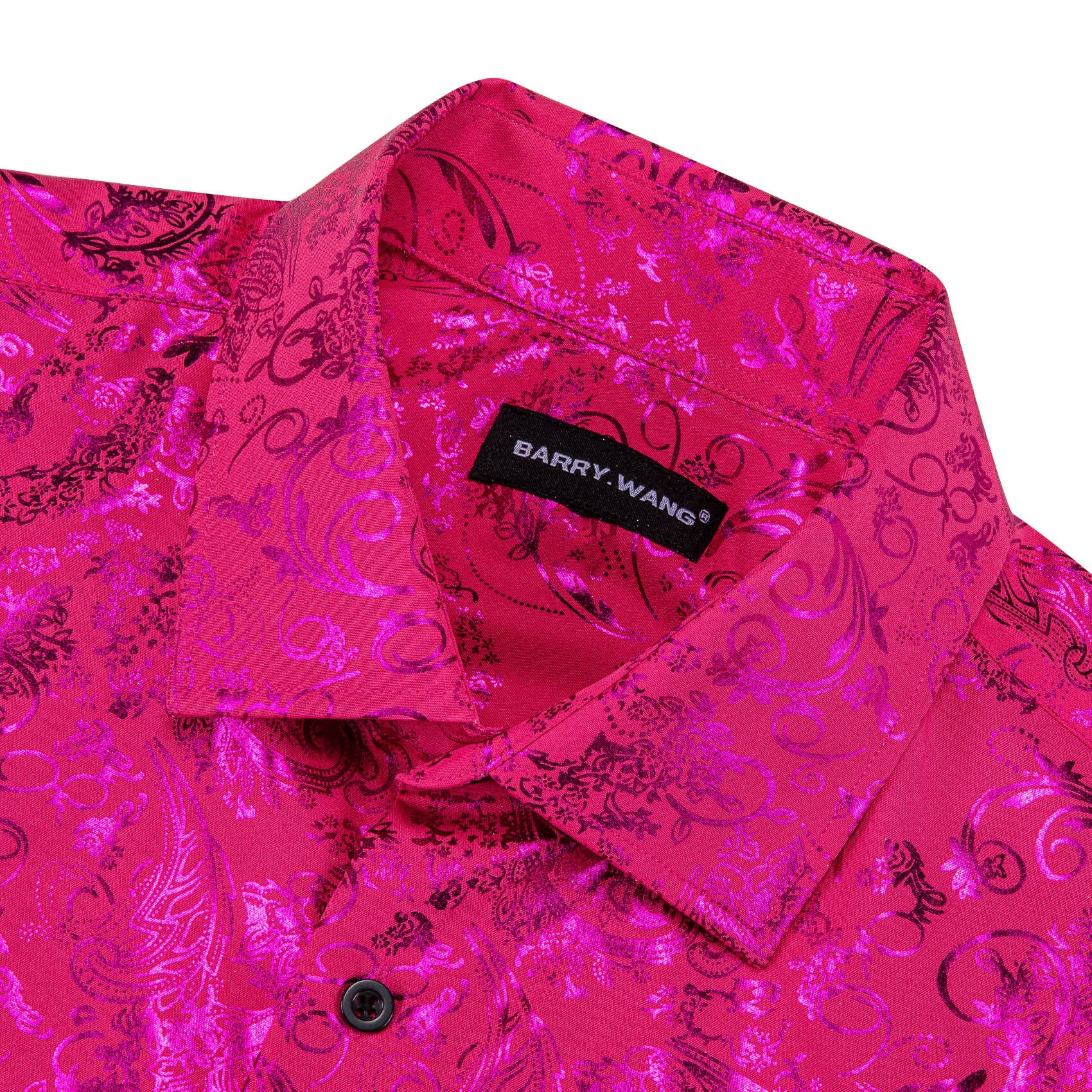 Barry. Wang Hot Pink Floral Wedding Shirt for Men Silk Jacquard Long Sleeve Party Dress Shirt, S Barry. Wang Hot Pink Floral Wedding Shirt for Men Silk Jacquard Long Sleeve Party Dress Shirt, S