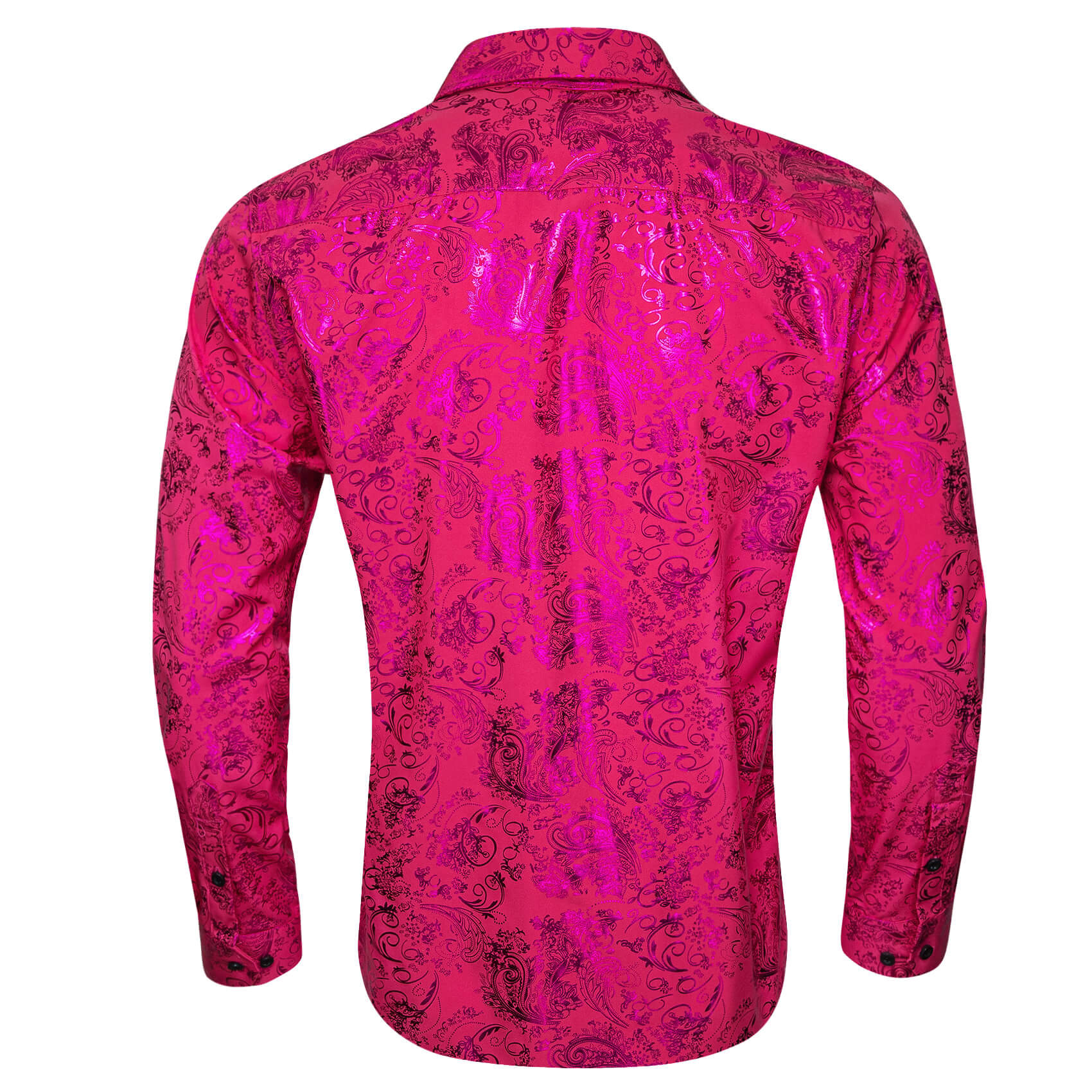 Barry. Wang Hot Pink Floral Wedding Shirt for Men Silk Jacquard Long Sleeve Party Dress Shirt, S Barry. Wang Hot Pink Floral Wedding Shirt for Men Silk Jacquard Long Sleeve Party Dress Shirt, S
