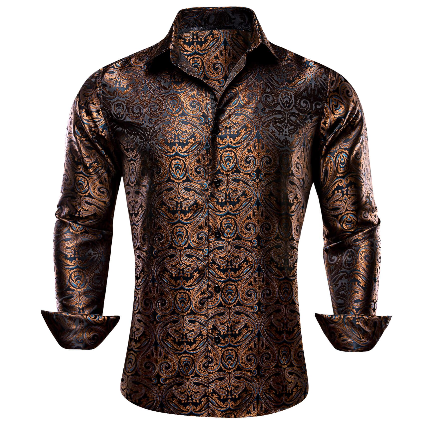 Barry.Wang 3pcs Men Dress Shirts Paisley Shirt Silk Long Sleeve Shirt Barry. Wang Barry.Wang 3pcs Men Dress Shirts Paisley Shirt Silk Long Sleeve Shirt Barry. Wang
