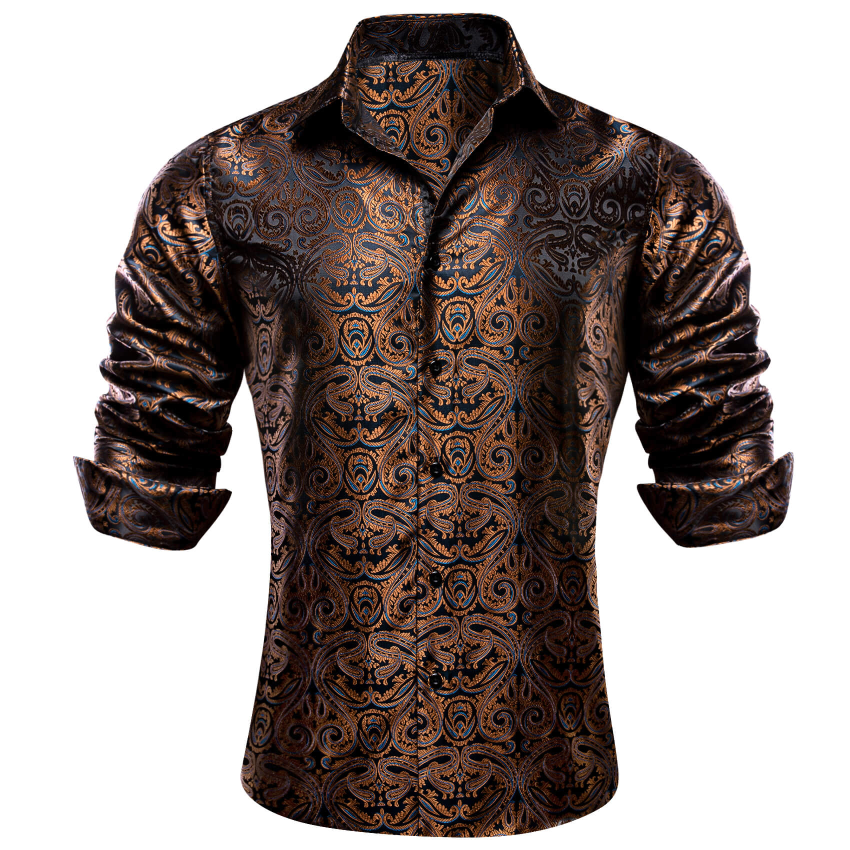 Barry. Wang Mens Brown Paisley Dress Shirt Business Casual Long Sleeve Shirt, M Barry. Wang Mens Brown Paisley Dress Shirt Business Casual Long Sleeve Shirt, M