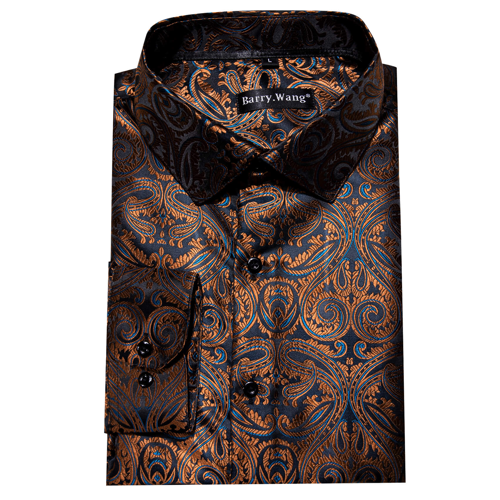 Barry. Wang Mens Brown Paisley Dress Shirt Business Casual Long Sleeve Shirt, M Barry. Wang Mens Brown Paisley Dress Shirt Business Casual Long Sleeve Shirt, M