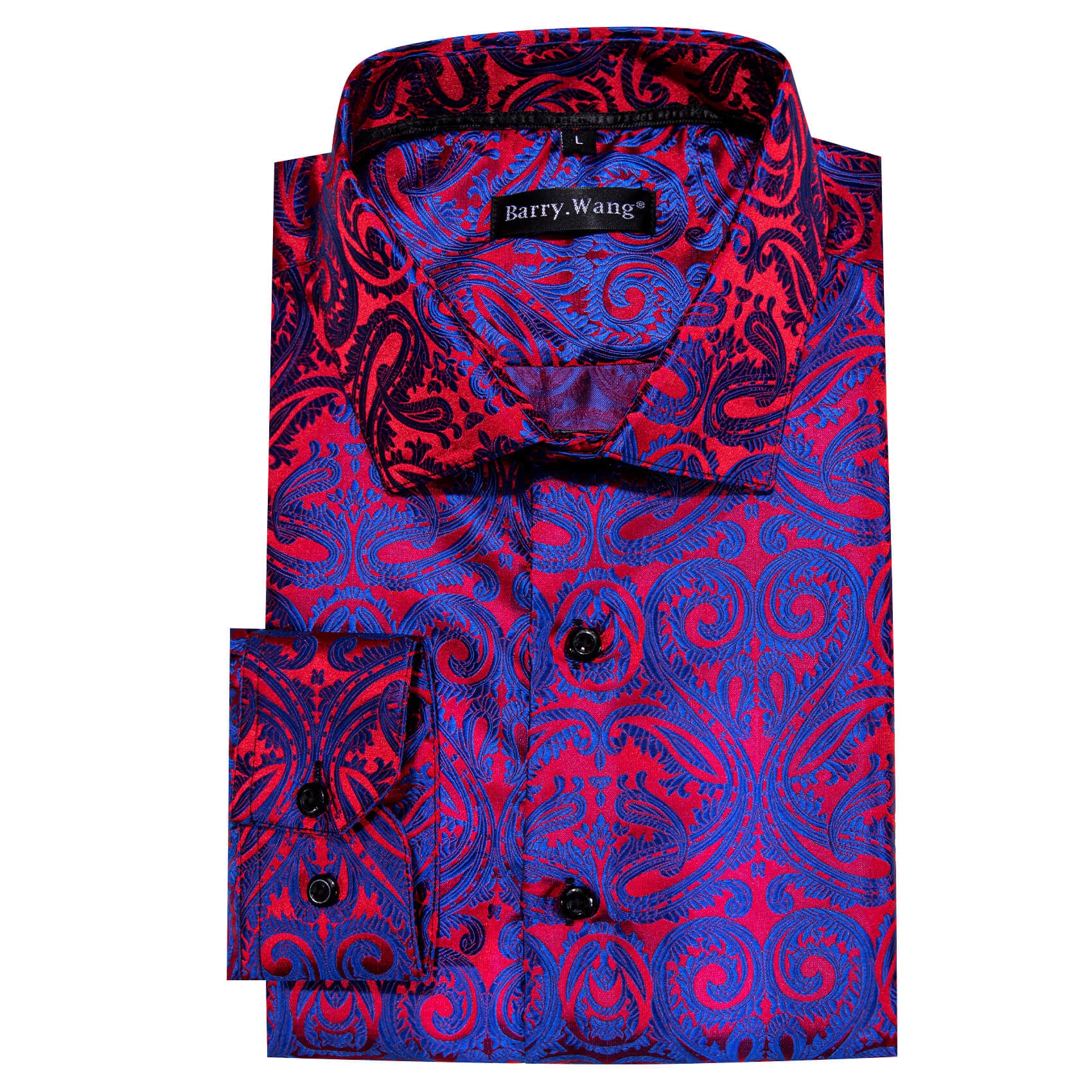 Barry. Wang Royal Blue Paisley Shirt Casual Dress for Party Long Sleeve Shirt, L Barry. Wang Royal Blue Paisley Shirt Casual Dress for Party Long Sleeve Shirt, L