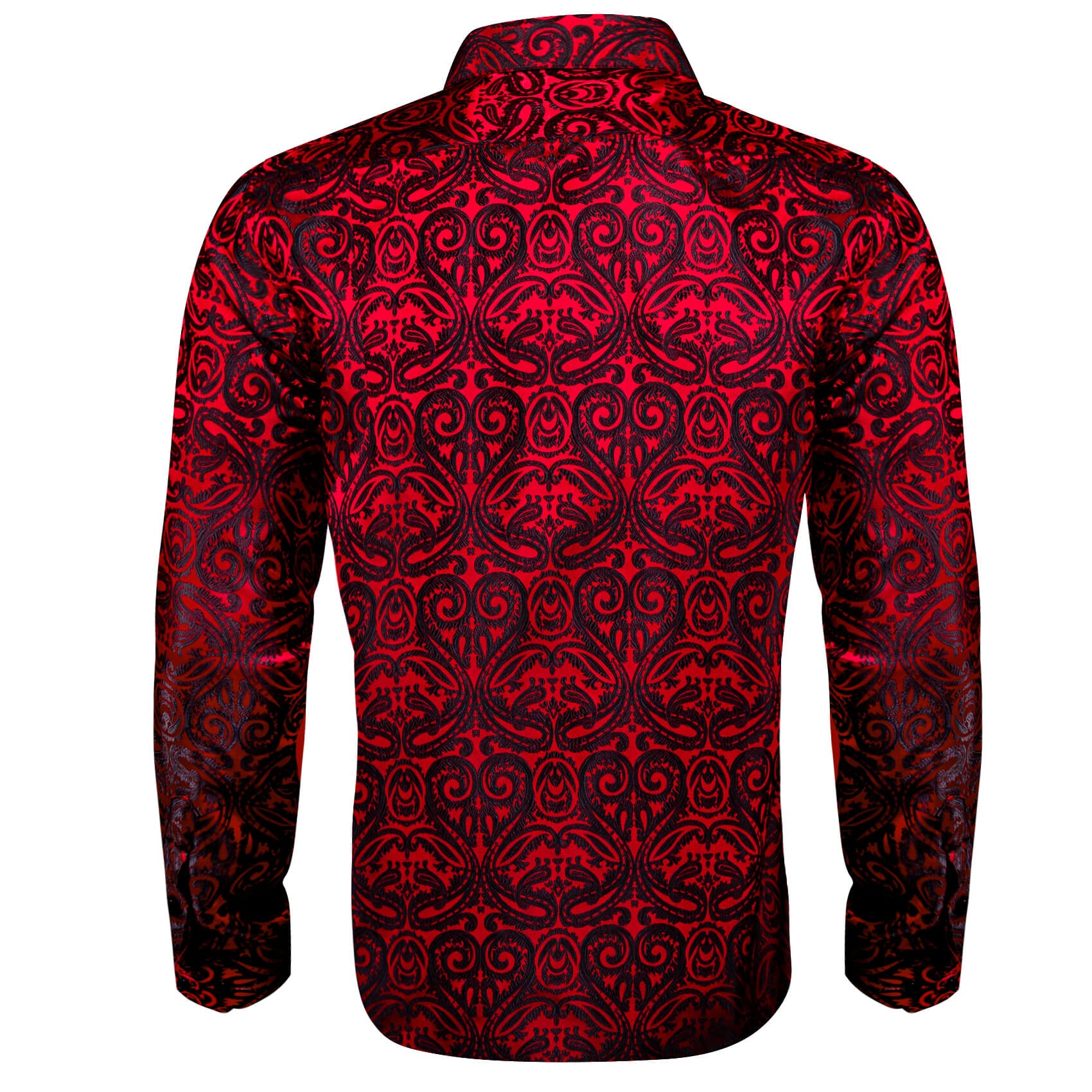 Barry. Wang Mens Western Shirt Casual Red Paisley Jacquard Long Sleeve Button Down Shirt, M Barry. Wang Mens Western Shirt Casual Red Paisley Jacquard Long Sleeve Button Down Shirt, M