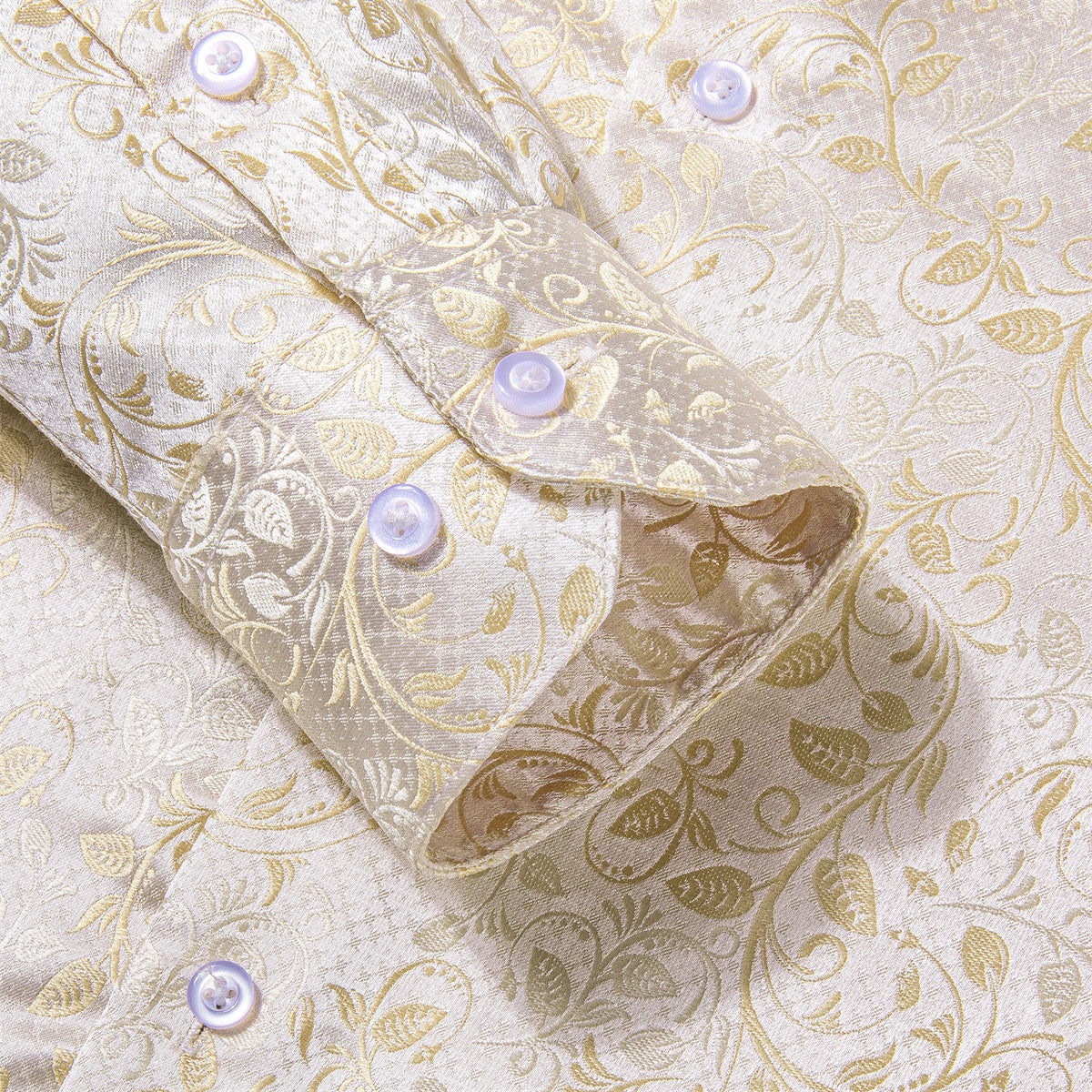 mens champagne dress shirt Barry. Wang Mens Champagne Floral Dress Shirt for Wedding Jacquard Formal Shirt, S