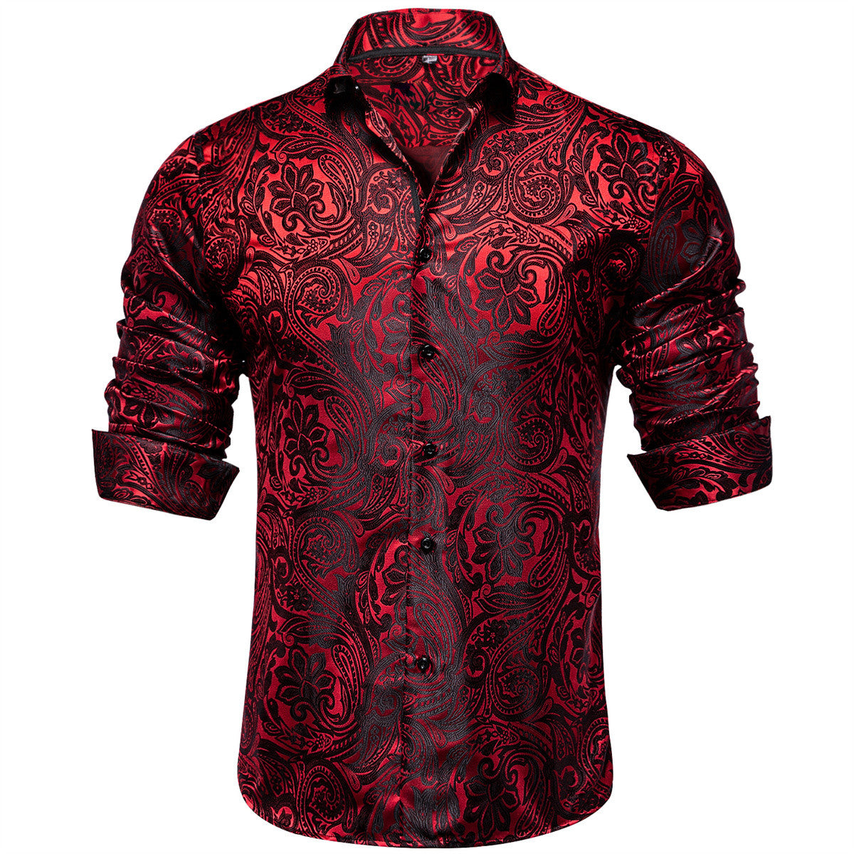 Barry. Wang Mens Burgundy Floral Shirt Wrinkle Free Long Sleeve Button Down Shirt