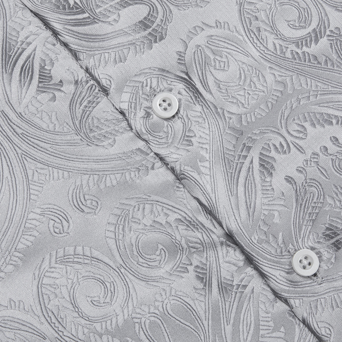 Barry. Wang Mens Silver Dress Shirt Paisley Silk Long Sleeve Button Down Formal Shirt