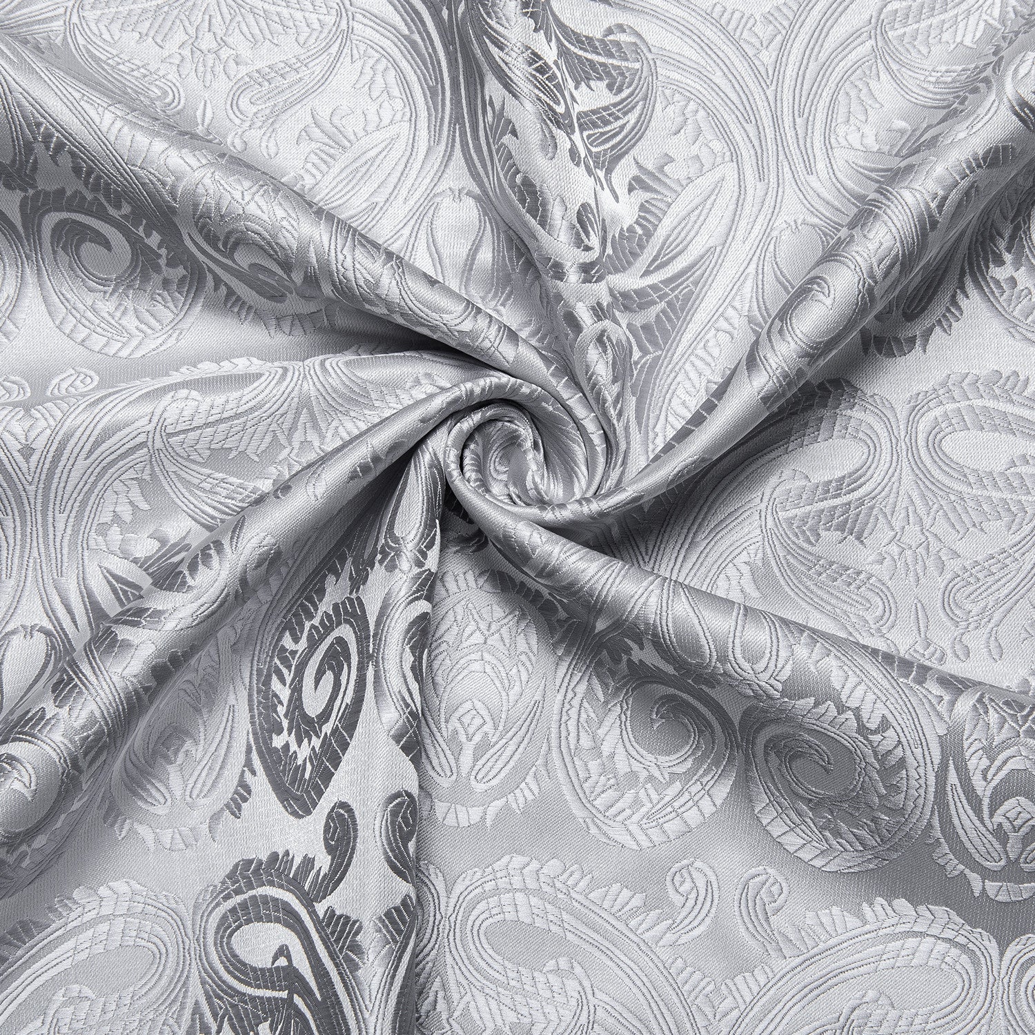 Barry. Wang Mens Silver Dress Shirt Paisley Silk Long Sleeve Button Down Formal Shirt