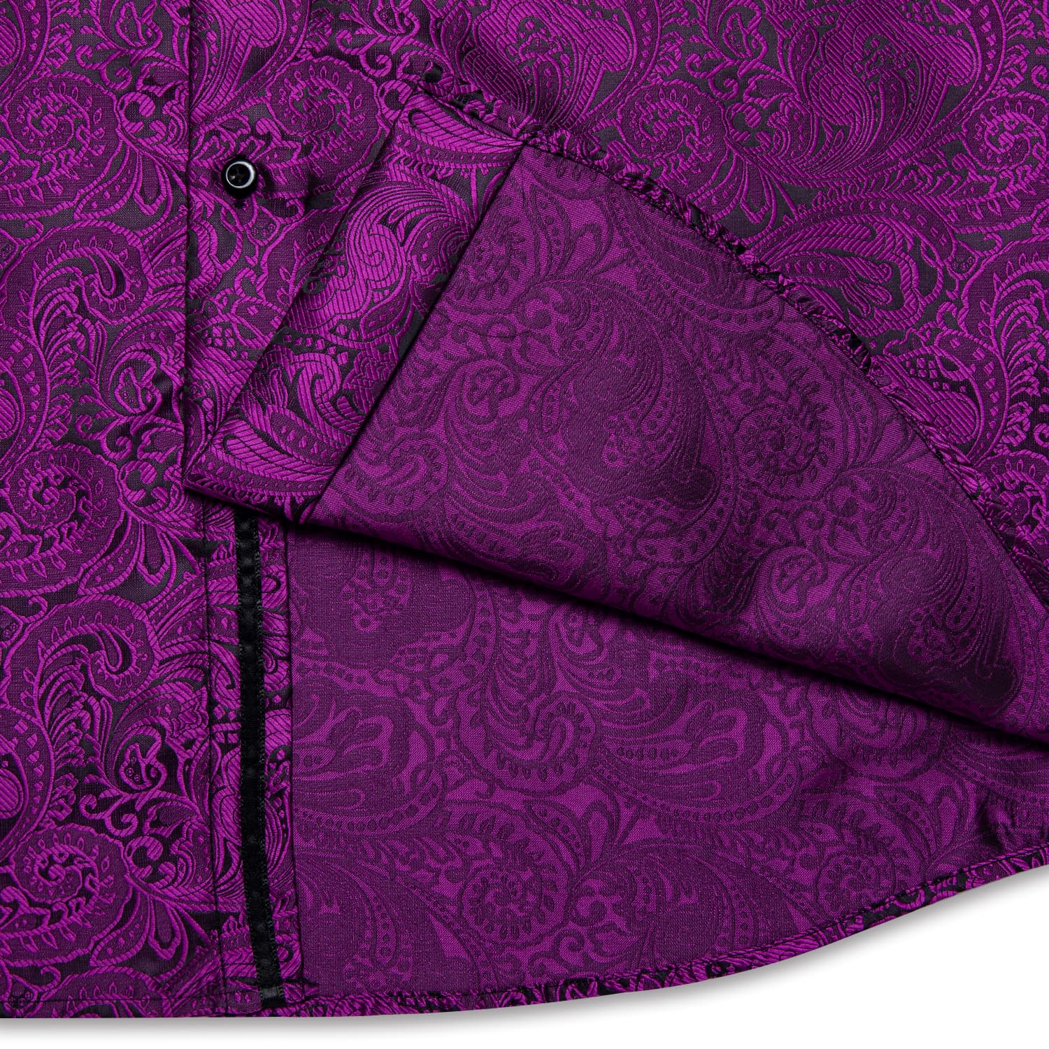 Barry. Wang Button Down Shirt Dark Purple Floral Long Sleeve Business Dress Shirt