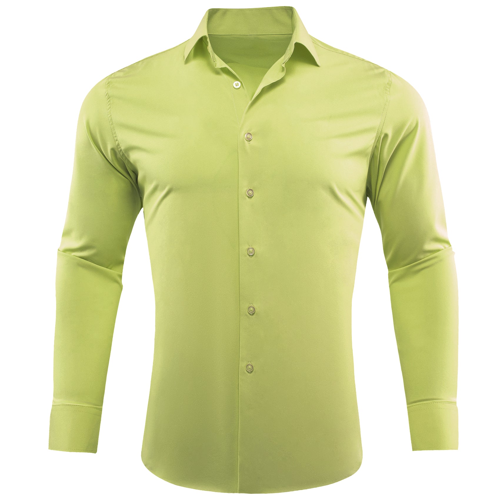 Barry.wang Yellow Green Solid Silk Shirt