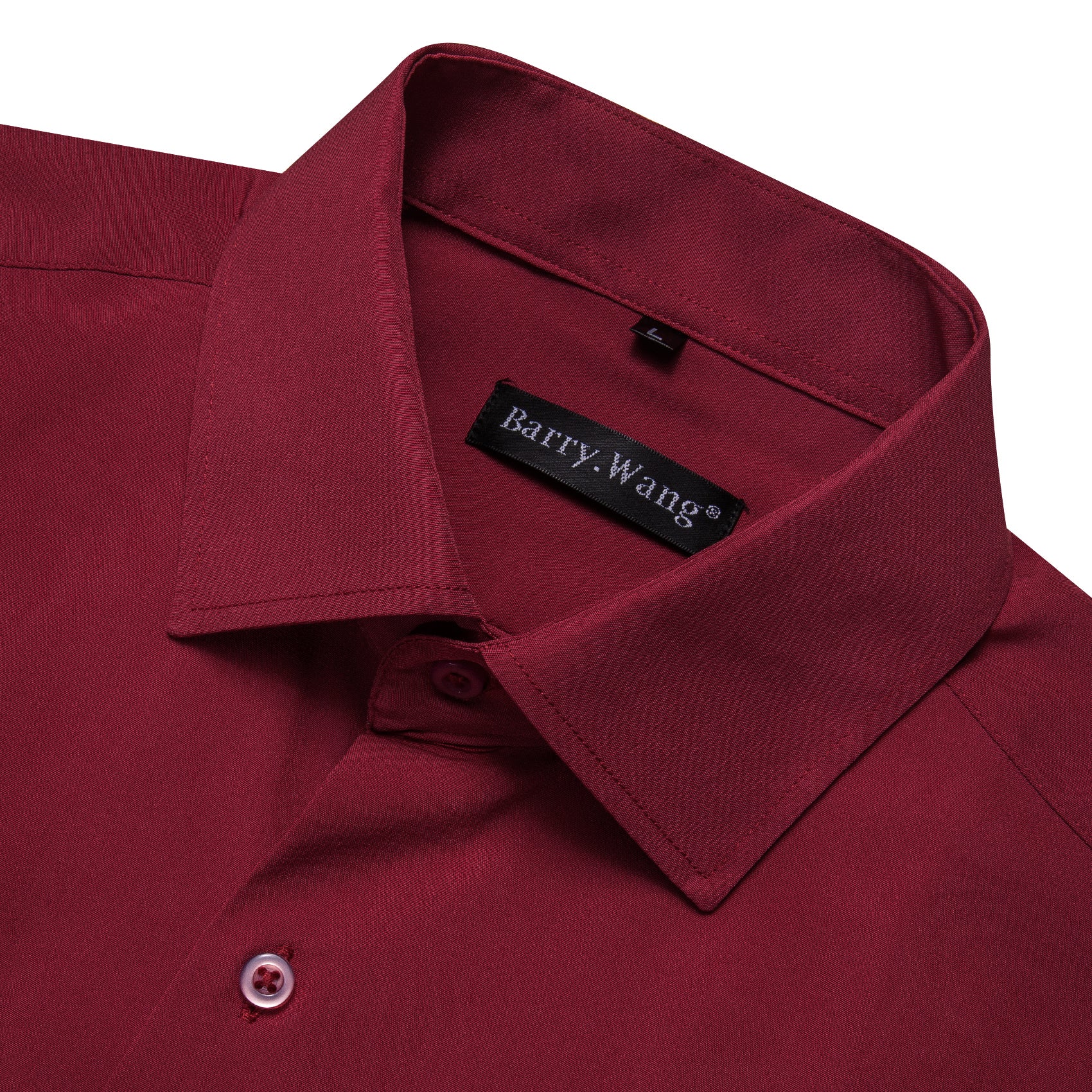 Barry.wang Dark Red Solid Silk Shirt