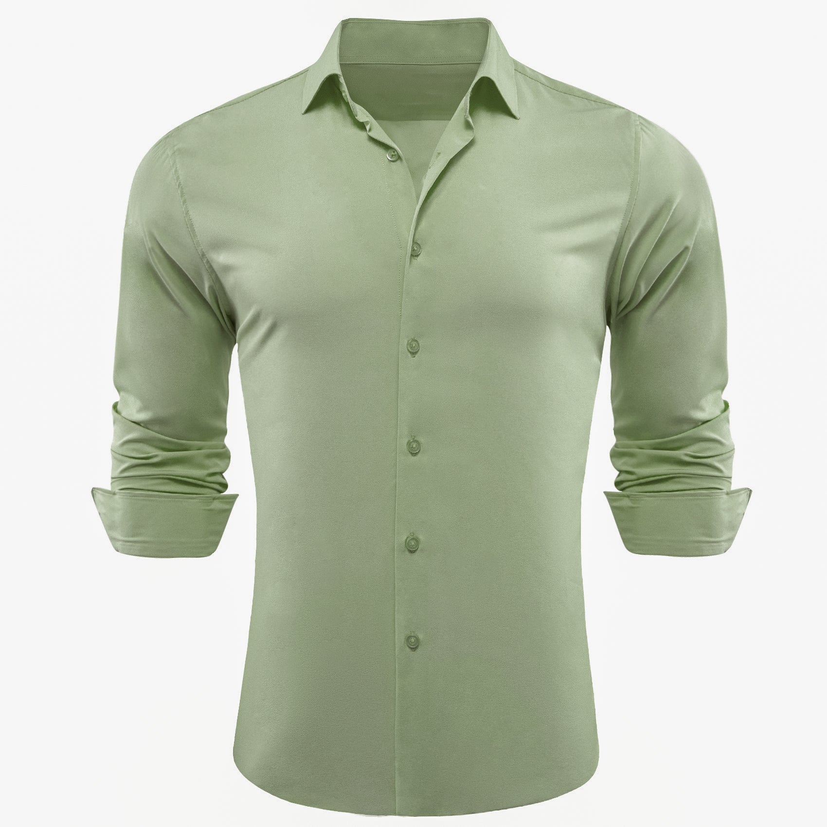 Barry.wang Darkseagreen Solid Silk Shirt