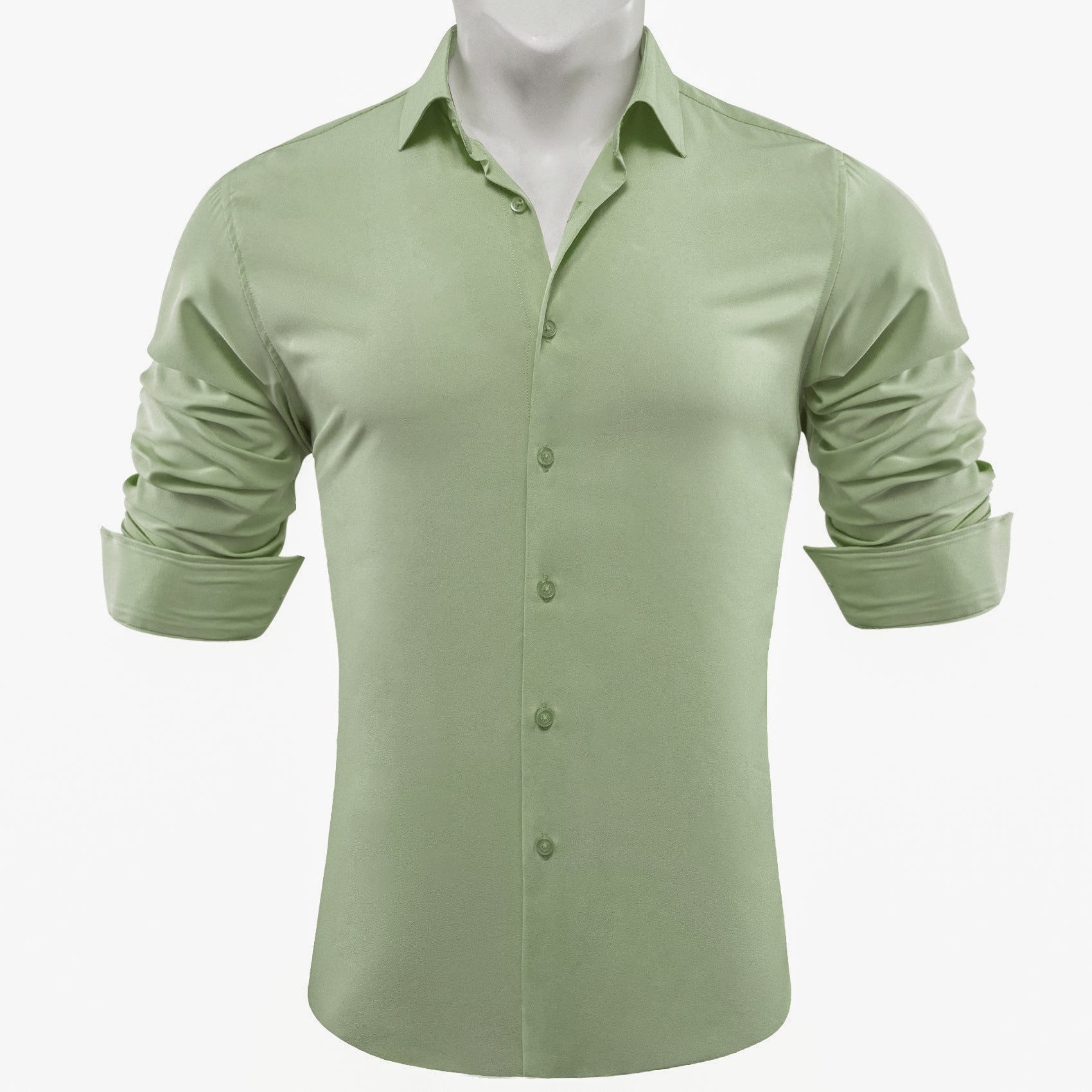 Barry.wang Darkseagreen Solid Silk Shirt