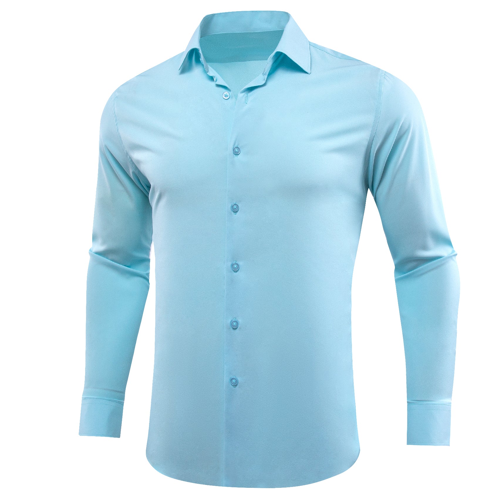 Barry.wang Sky Blue Solid Silk Shirt