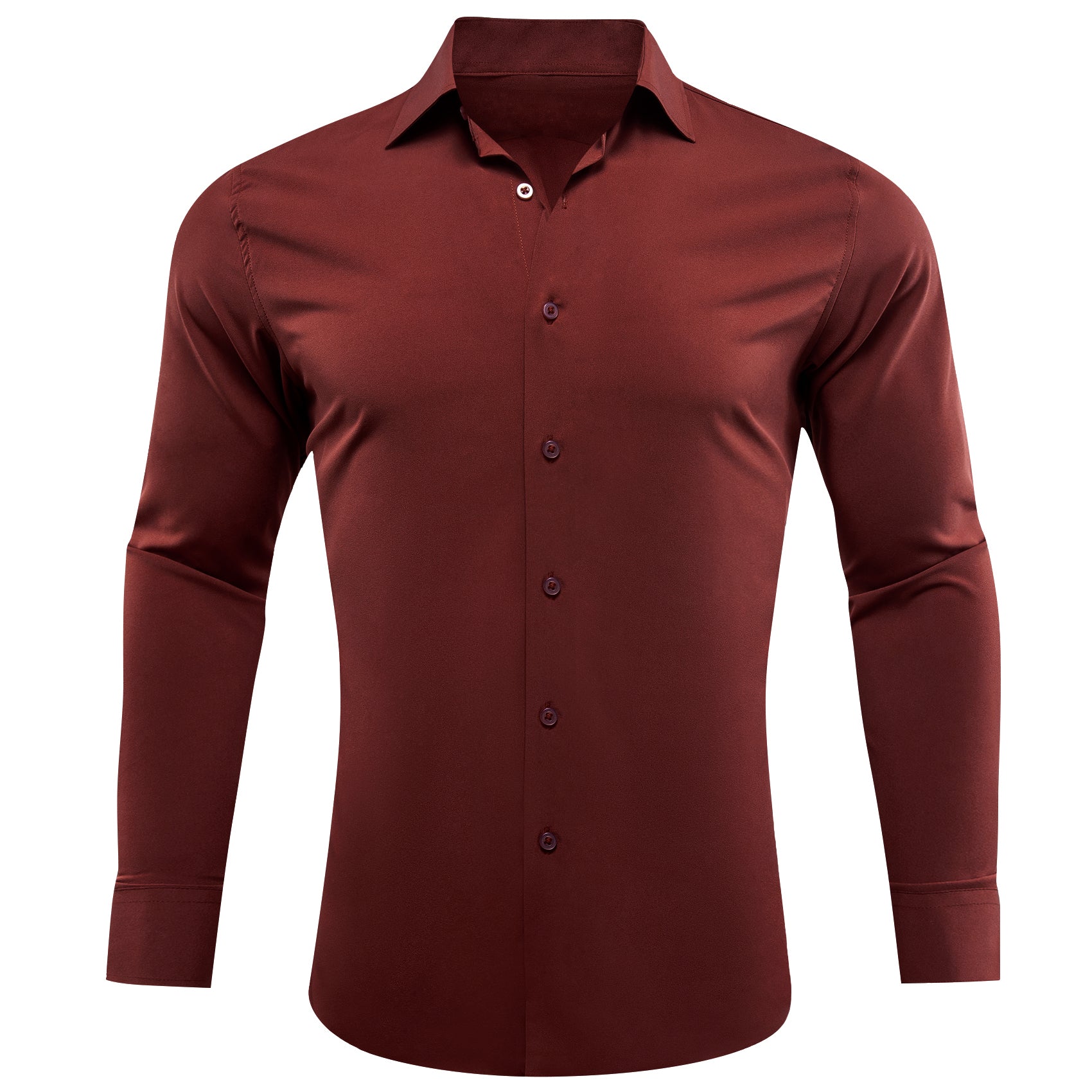 Barry.wang Maroon Solid Silk Shirt