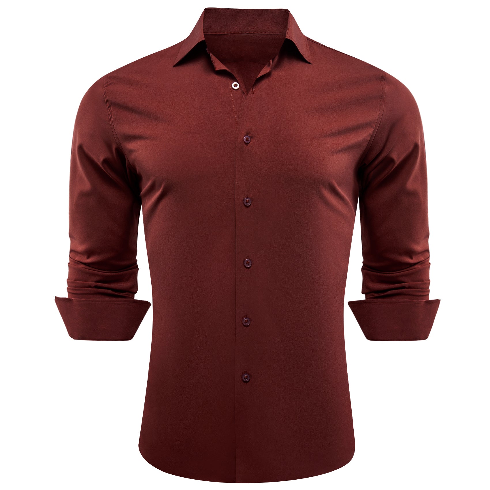Barry.wang Maroon Solid Silk Shirt