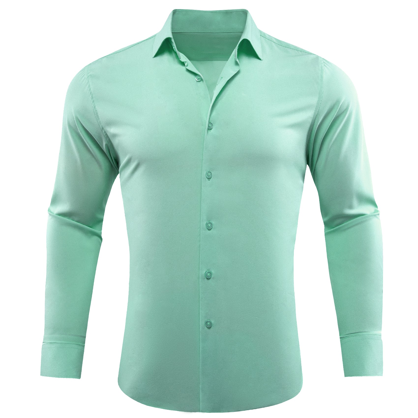 Barry.wang Aqua Solid Silk Shirt