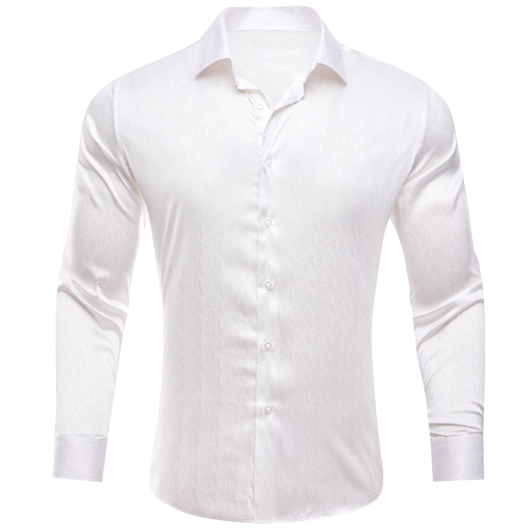 Barry.wang New White Solid Silk Men's Shirt