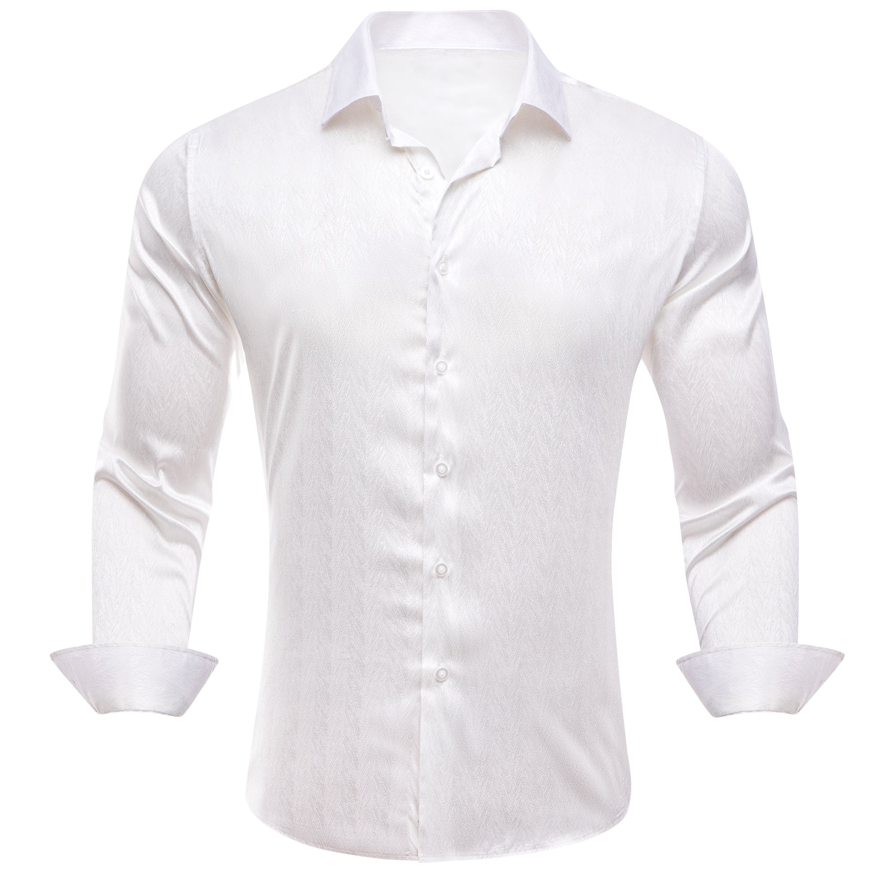Barry.wang New White Solid Silk Men's Shirt