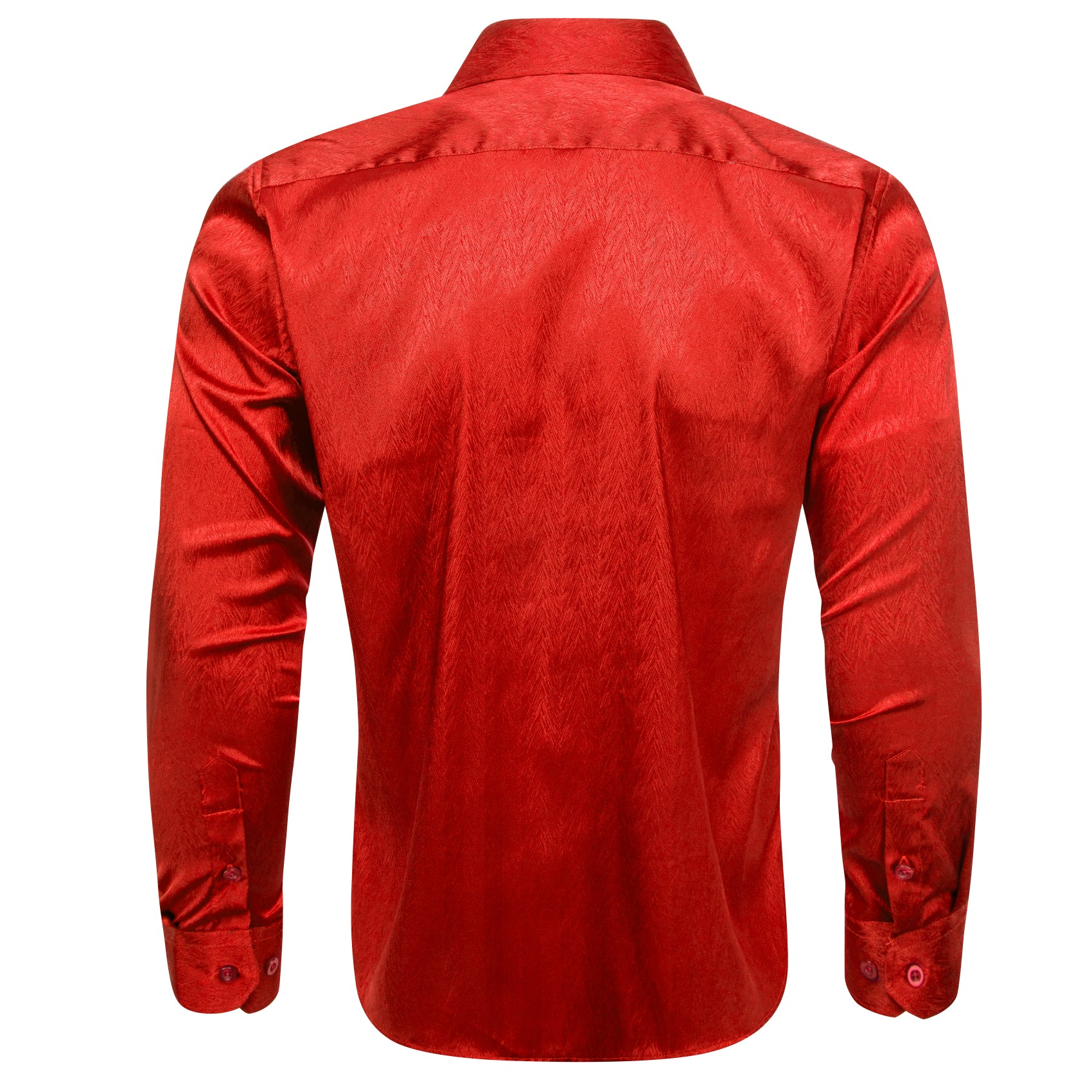 Barry.wang Strong Red Solid Silk Men's Shirt