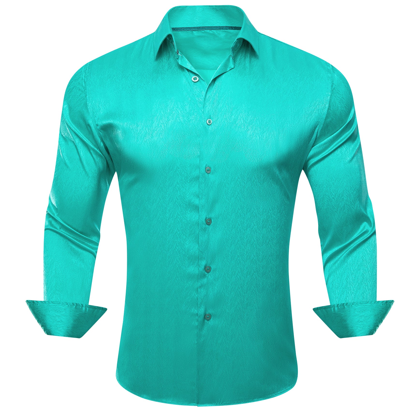 Barry.wang Aqua Solid Silk Men's Shirt