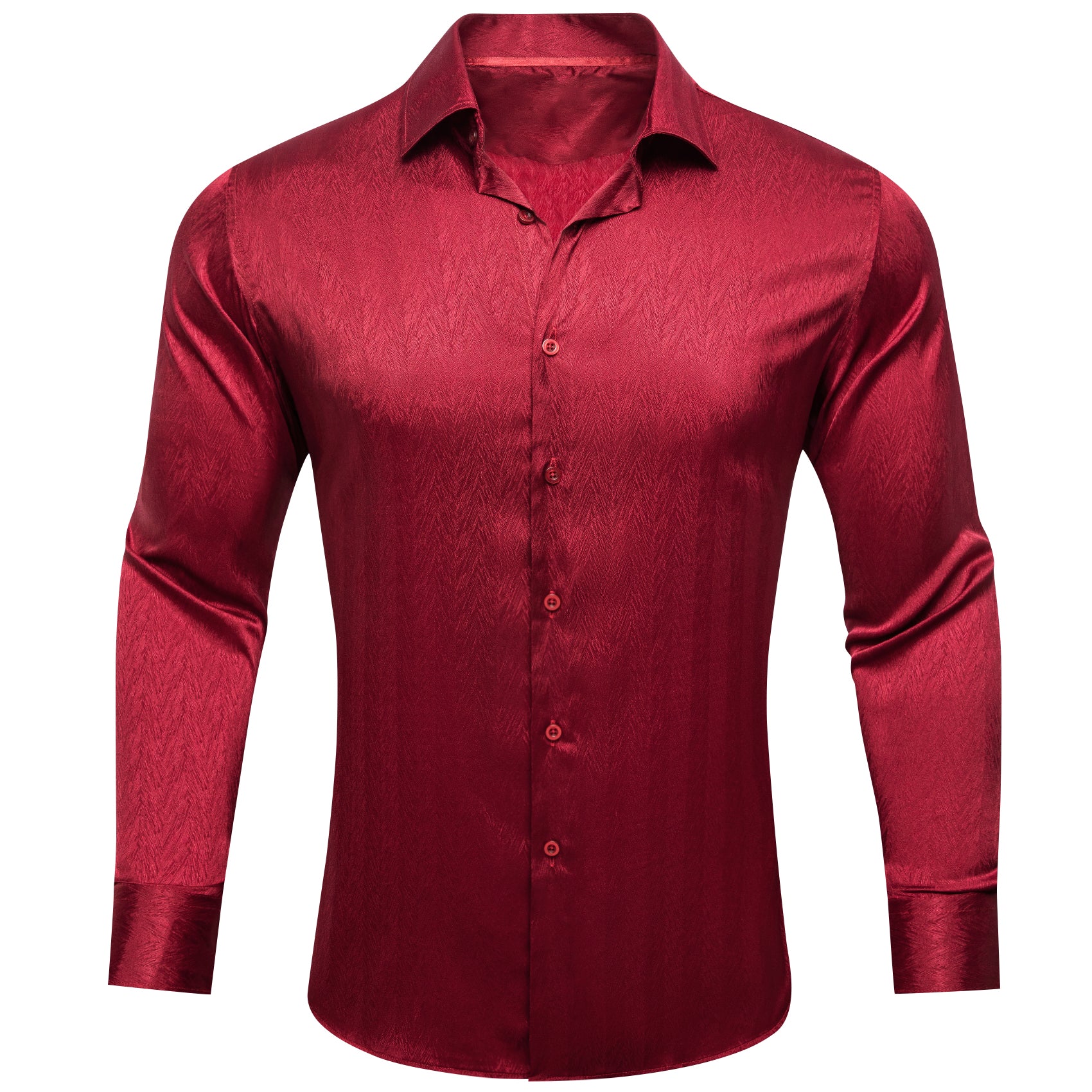 Barry.wang Dark Red Solid Silk Men's Shirt