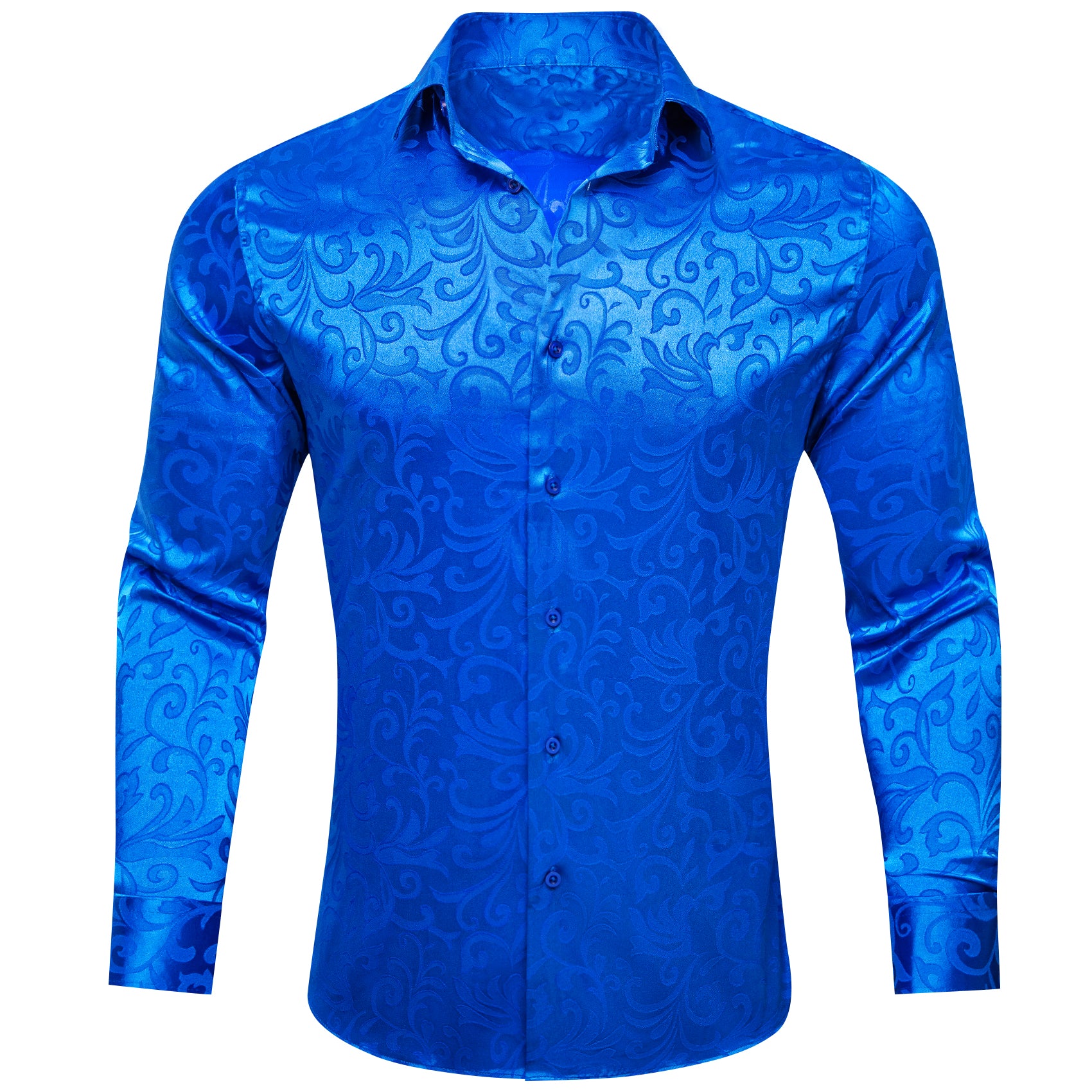 Barry.wang Button Down Shirt Cerulean Blue Floral Silk Men's Shirt