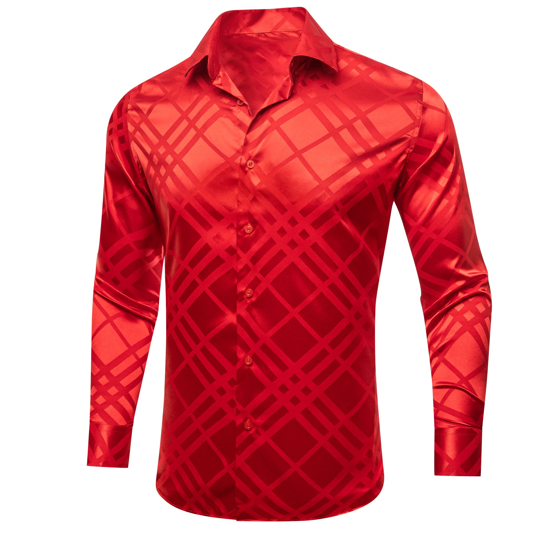Barry.wang Red Striped Silk Men's Shirt