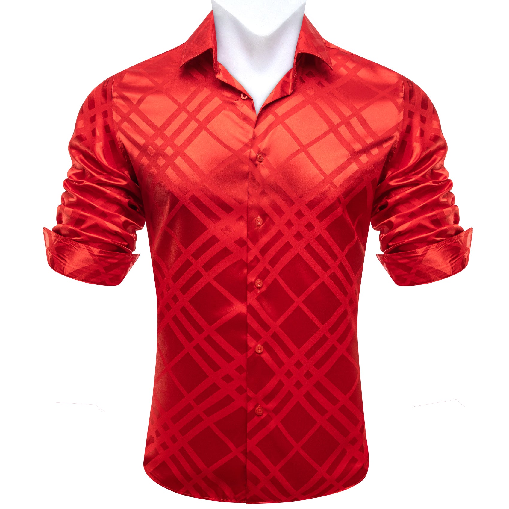 Barry.wang Red Striped Silk Men's Shirt