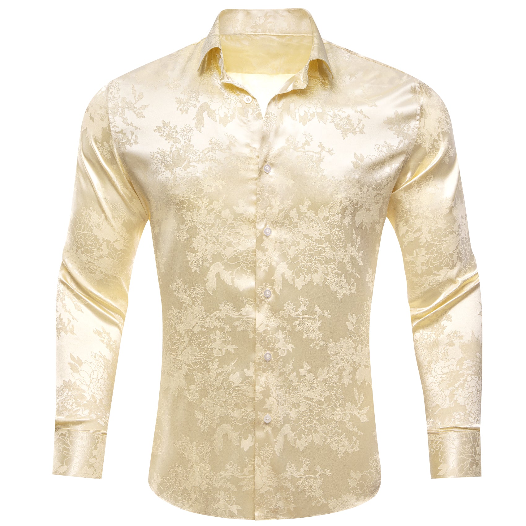 Barry.wang Vanilla Floral Silk Men's Shirt