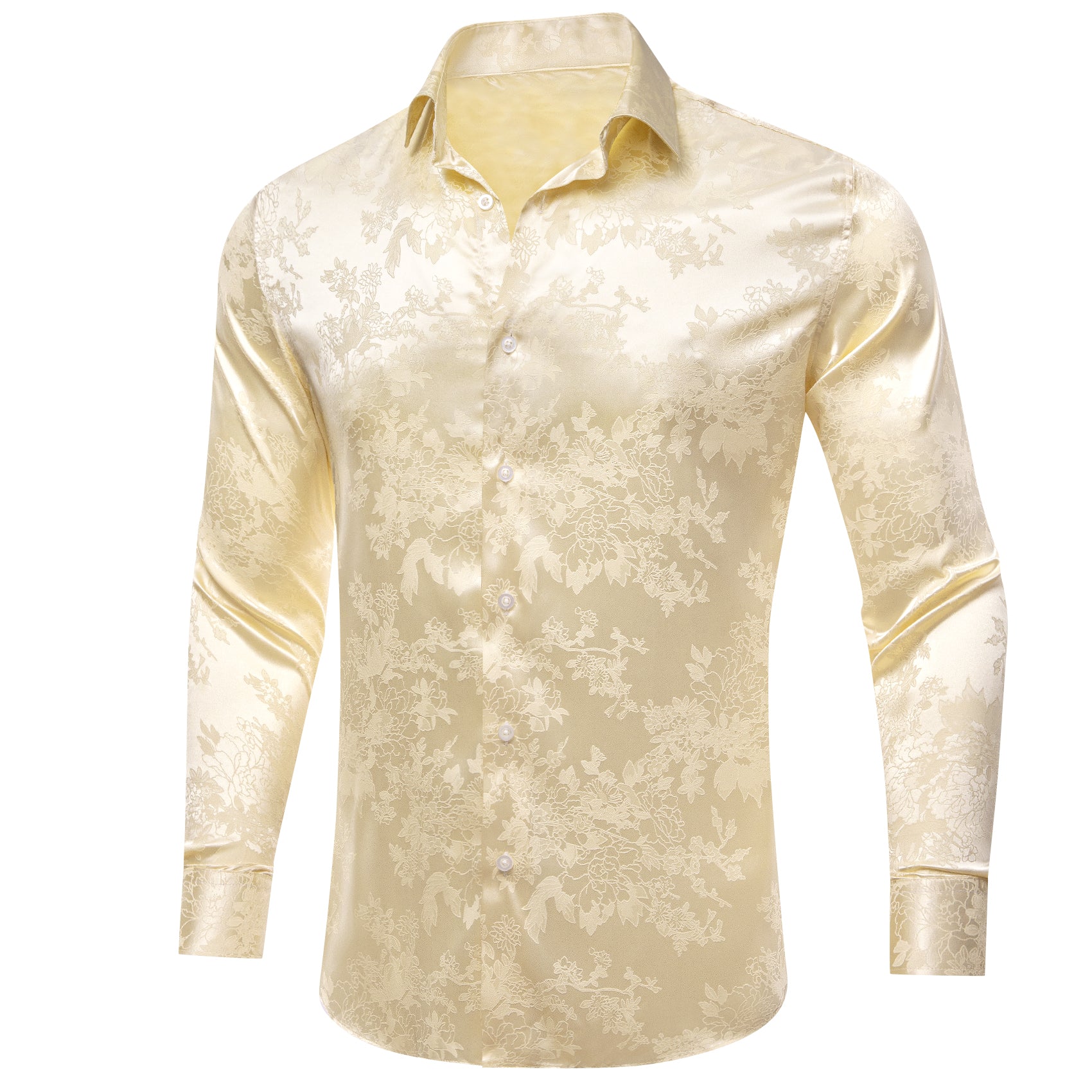 Barry.wang Vanilla Floral Silk Men's Shirt