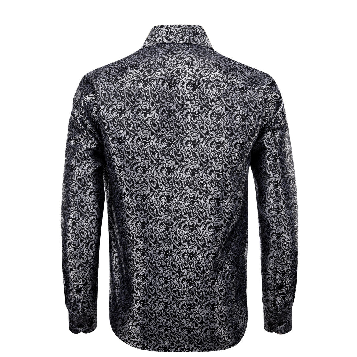 Barry. Wang Grey Casual Shirt Mens Paisley Long Sleeve Button Down Shirt