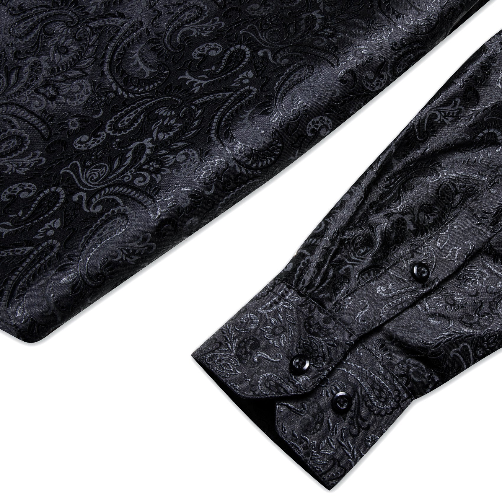 Barry. Wang Mens Black Shirt Casual Paisley Jacquard Long Sleeve Button Down Shirt