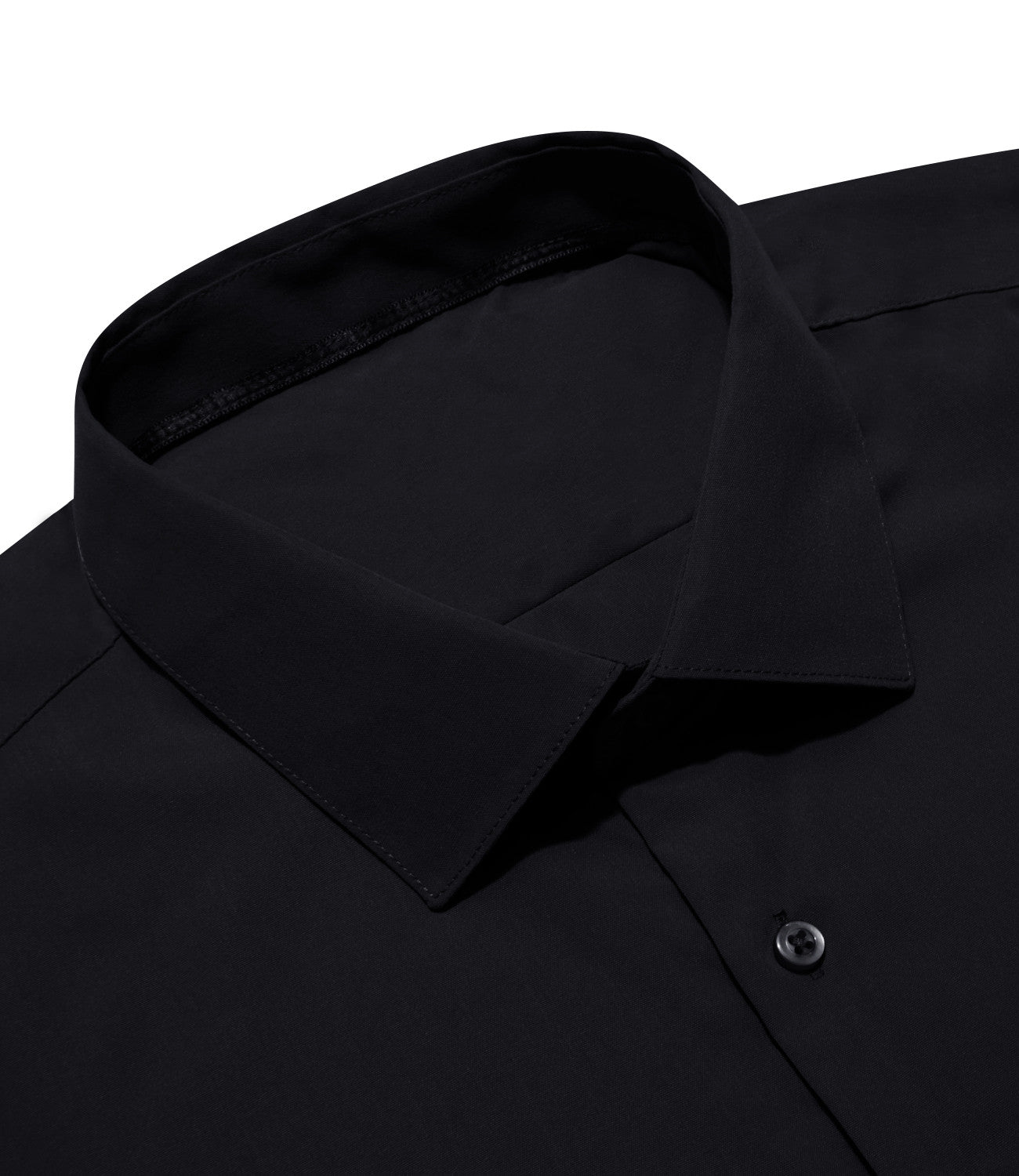 Barry. Wang Black Solid Shirt Mens Silk Long Sleeve Button Down Casual Shirt