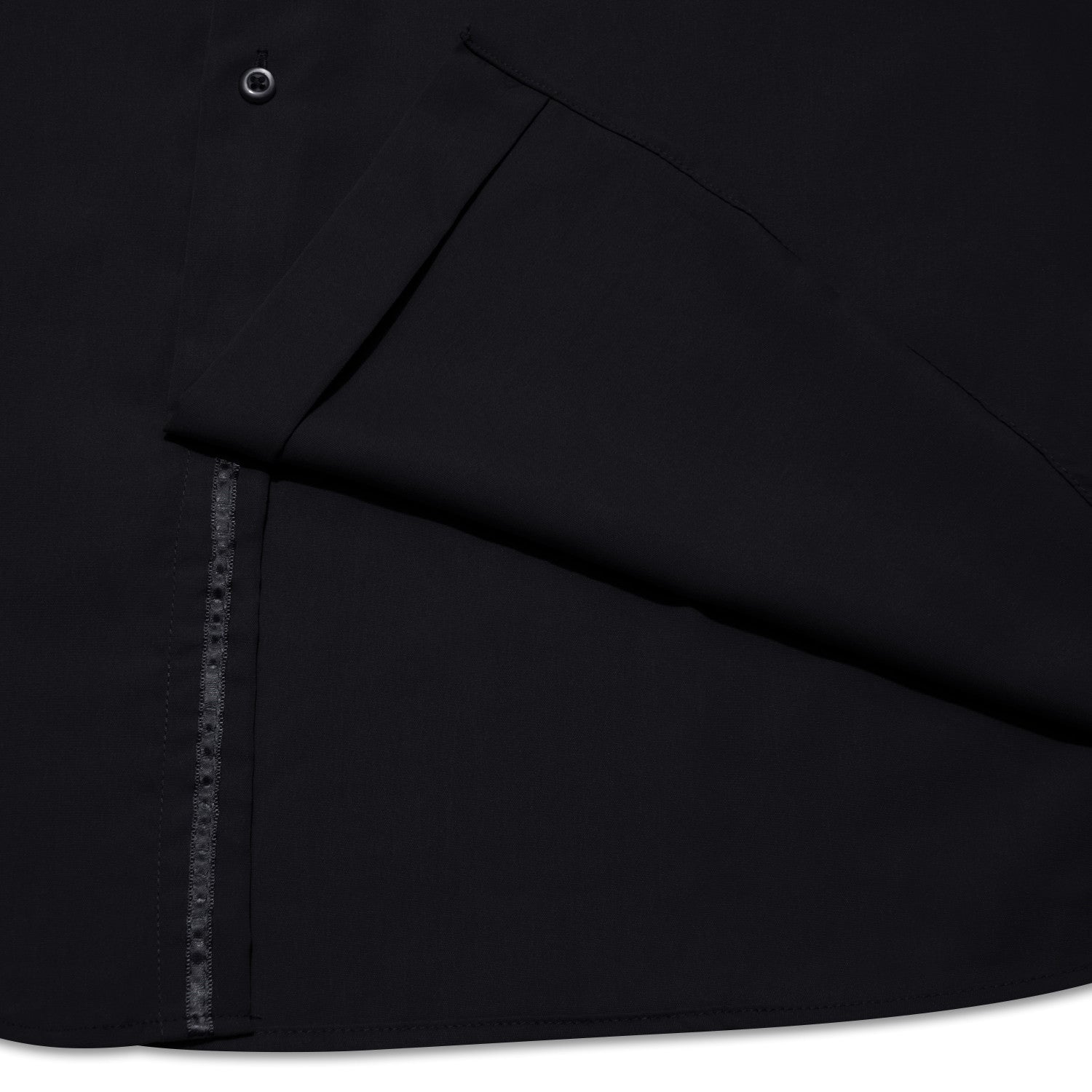 Barry. Wang Black Solid Shirt Mens Silk Long Sleeve Button Down Casual Shirt