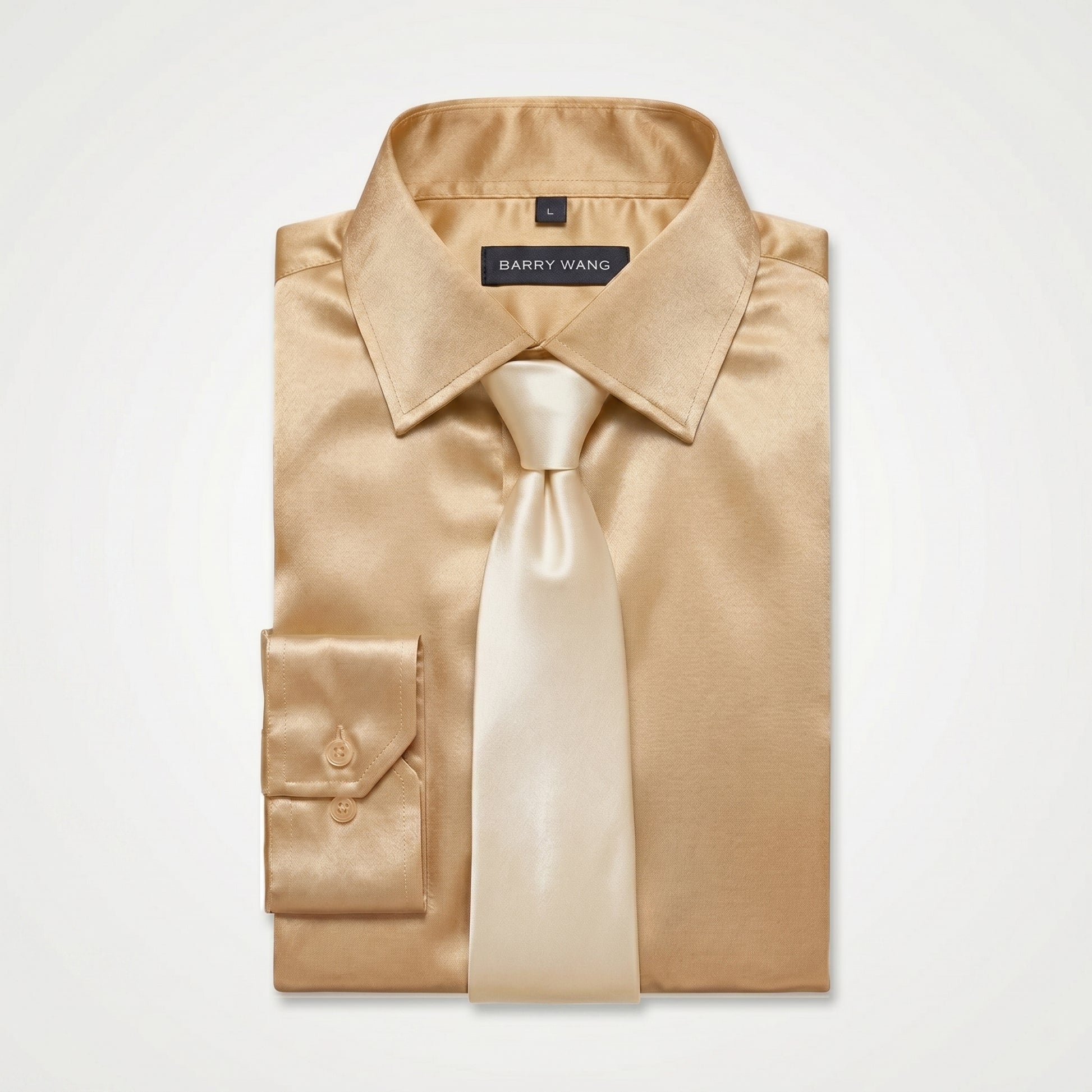 Barry. Wang Gold Satin Shirt with Tie Set Barry. Wang Gold Satin Shirt with Tie Set