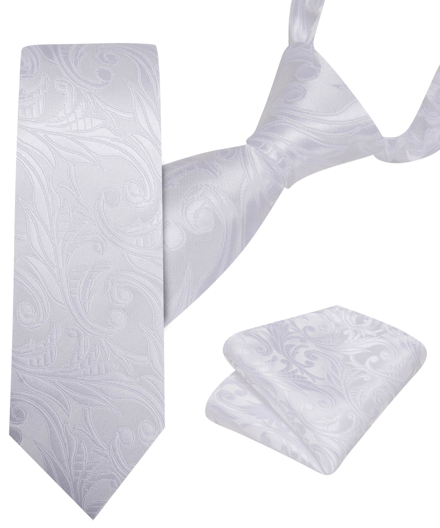 Floral Tie White Jacquard Children's Tie
