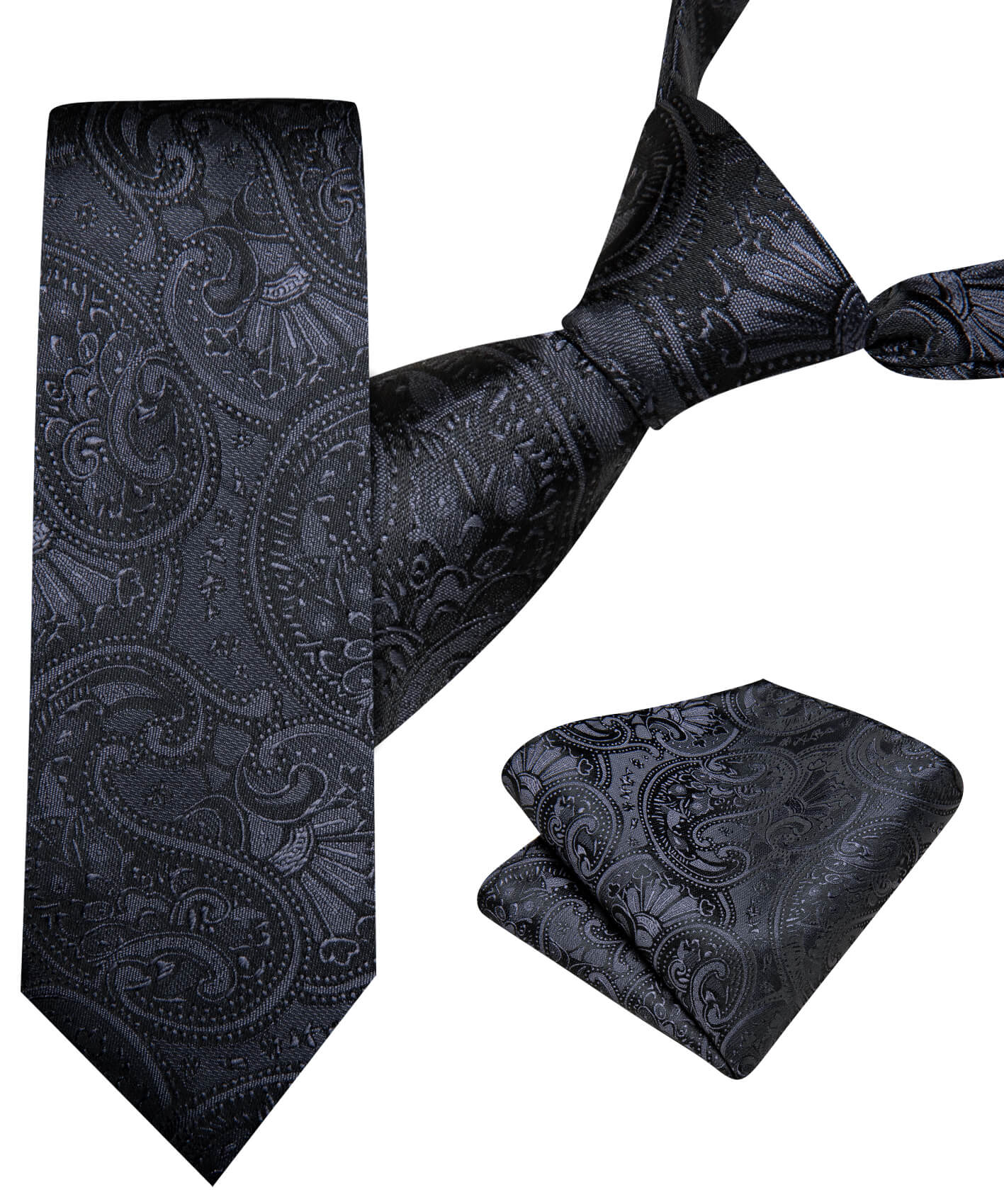 Floral Tie Black Grey Jacquard Children's Tie