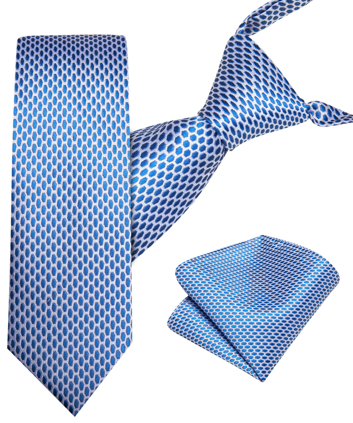 Blue Irregular Grid Children's Silk Tie