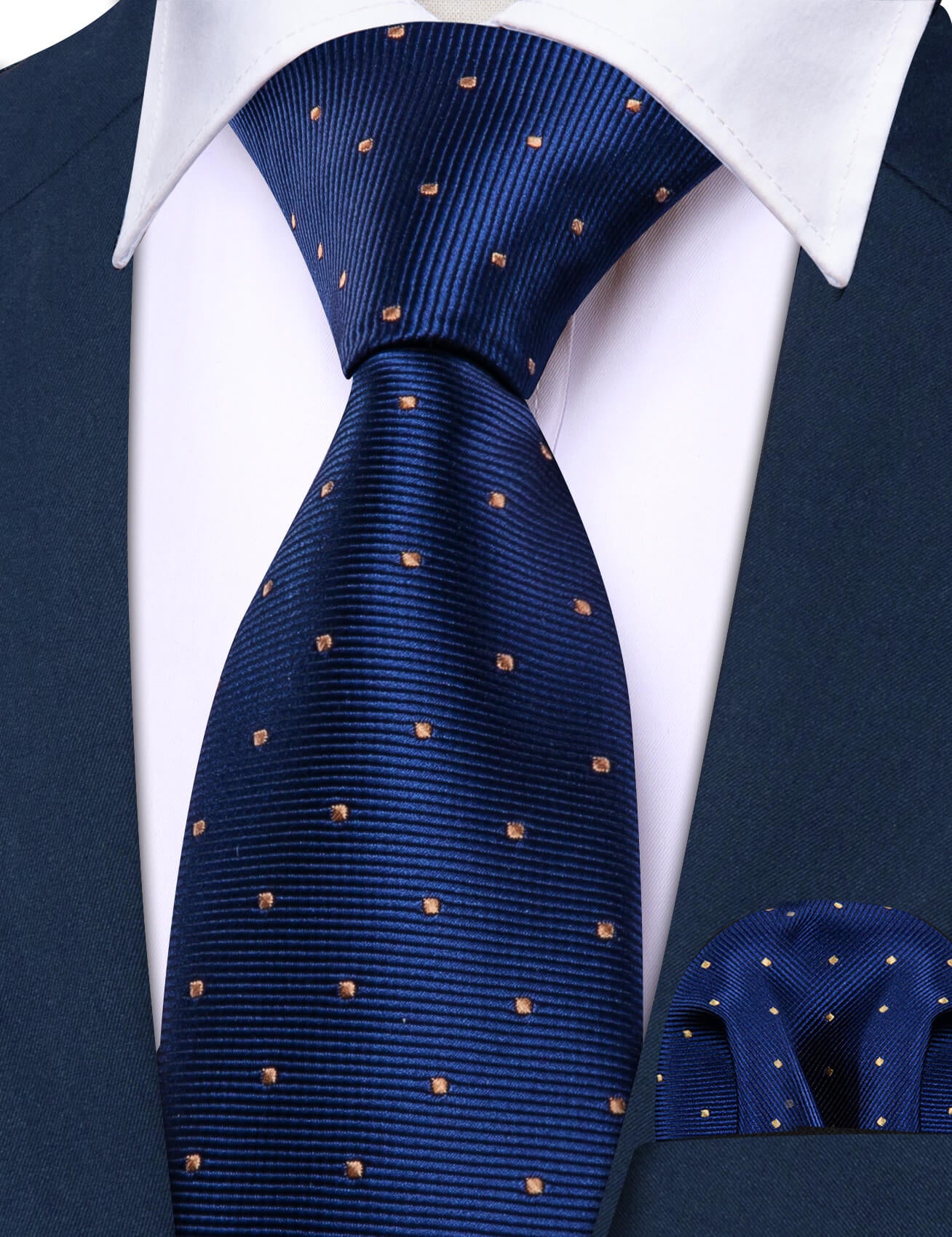 Barry.wang Kids Tie Navy Blue Plaid Children's Silk Tie Handkerchief Set