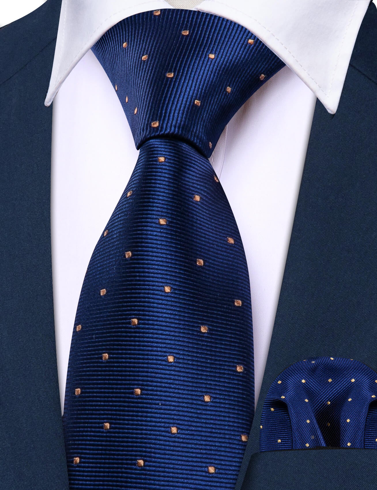 Barry. Wang Kids Tie Navy Blue Plaid Children's Silk Tie Handkerchief Set