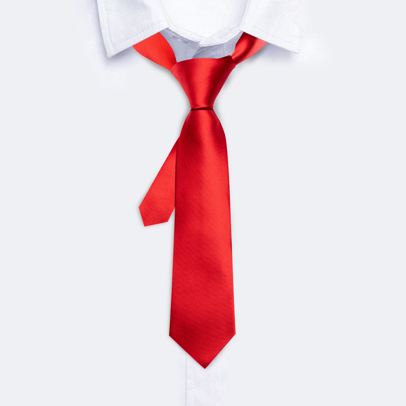 Children Red Solid Silk Tie Pocket Square Set