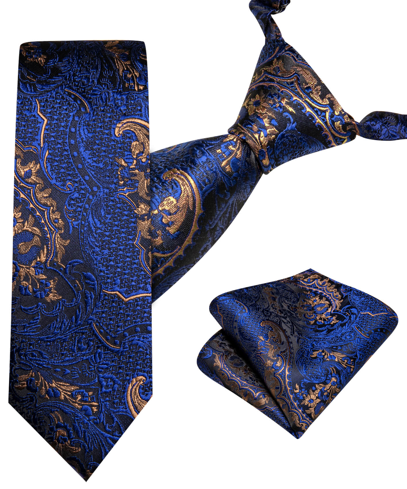 Blue Brown Floral Children's Silk Tie 