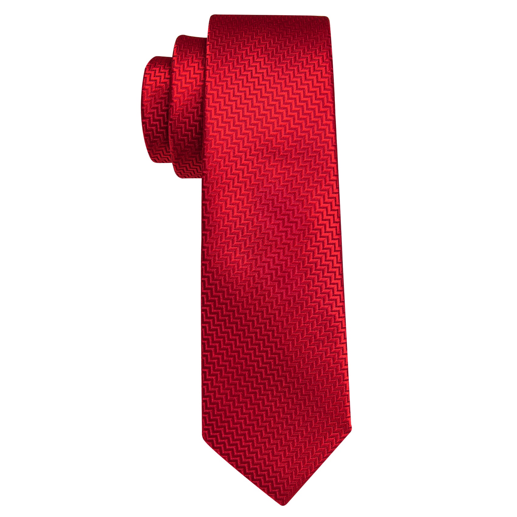 Red Curve Tie Pocket Square Set For Kids