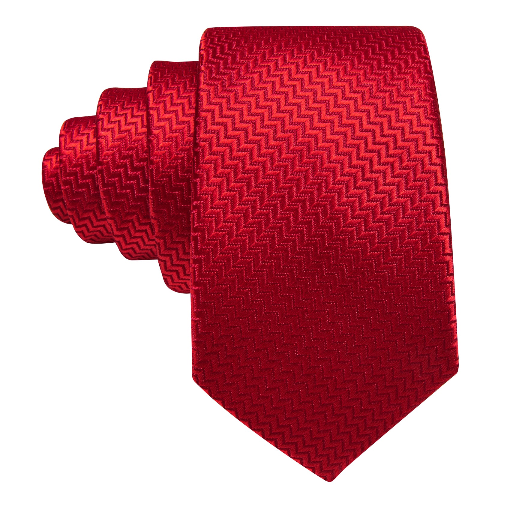 Red Curve Tie Pocket Square Set For Kids