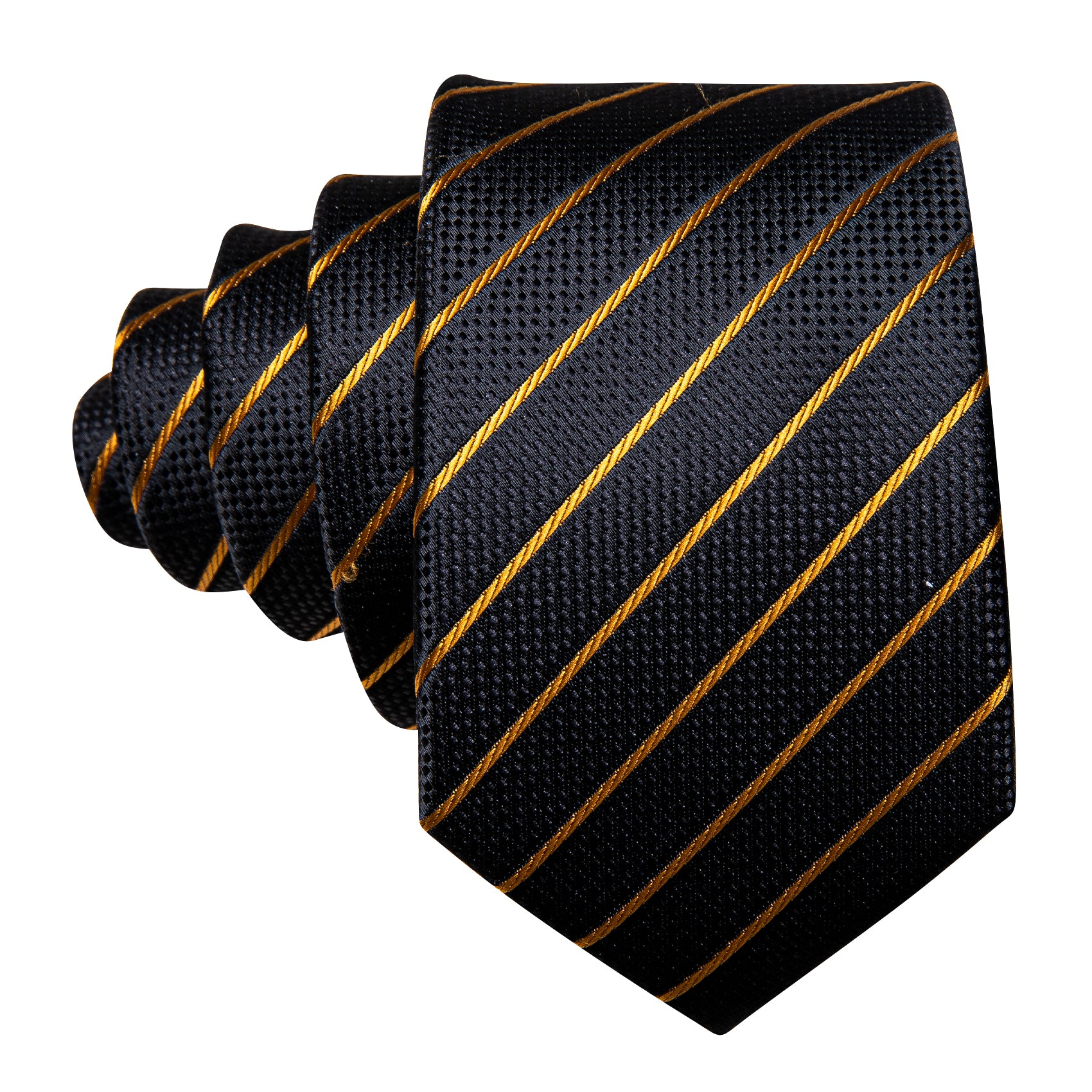 Children Black Gold Striped Tie Pocket Square Set