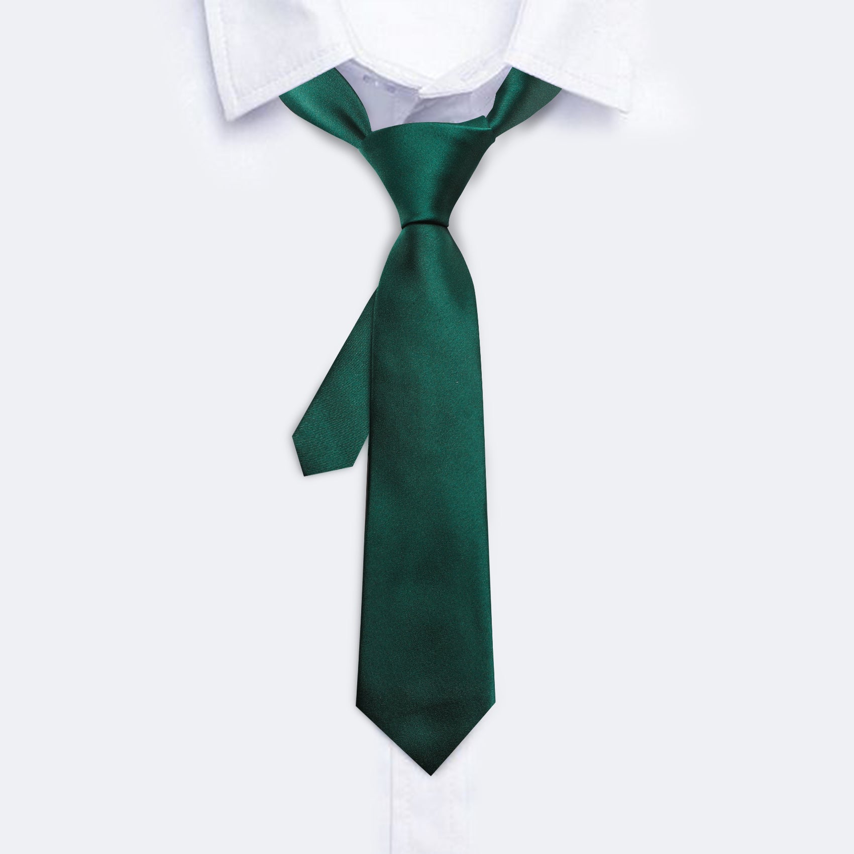 Children Green Solid Tie Pocket Square Set