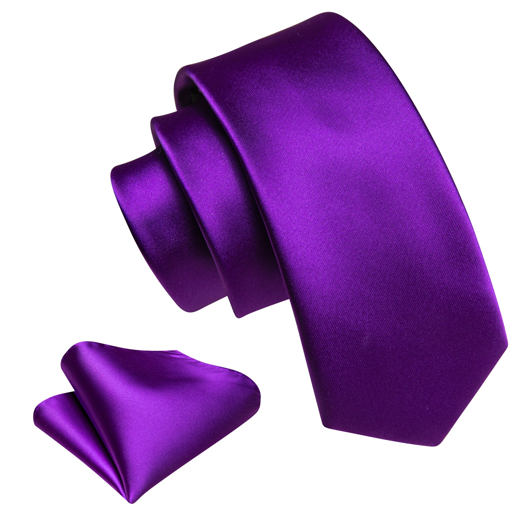 Children Purple Solid Tie Pocket Square Set