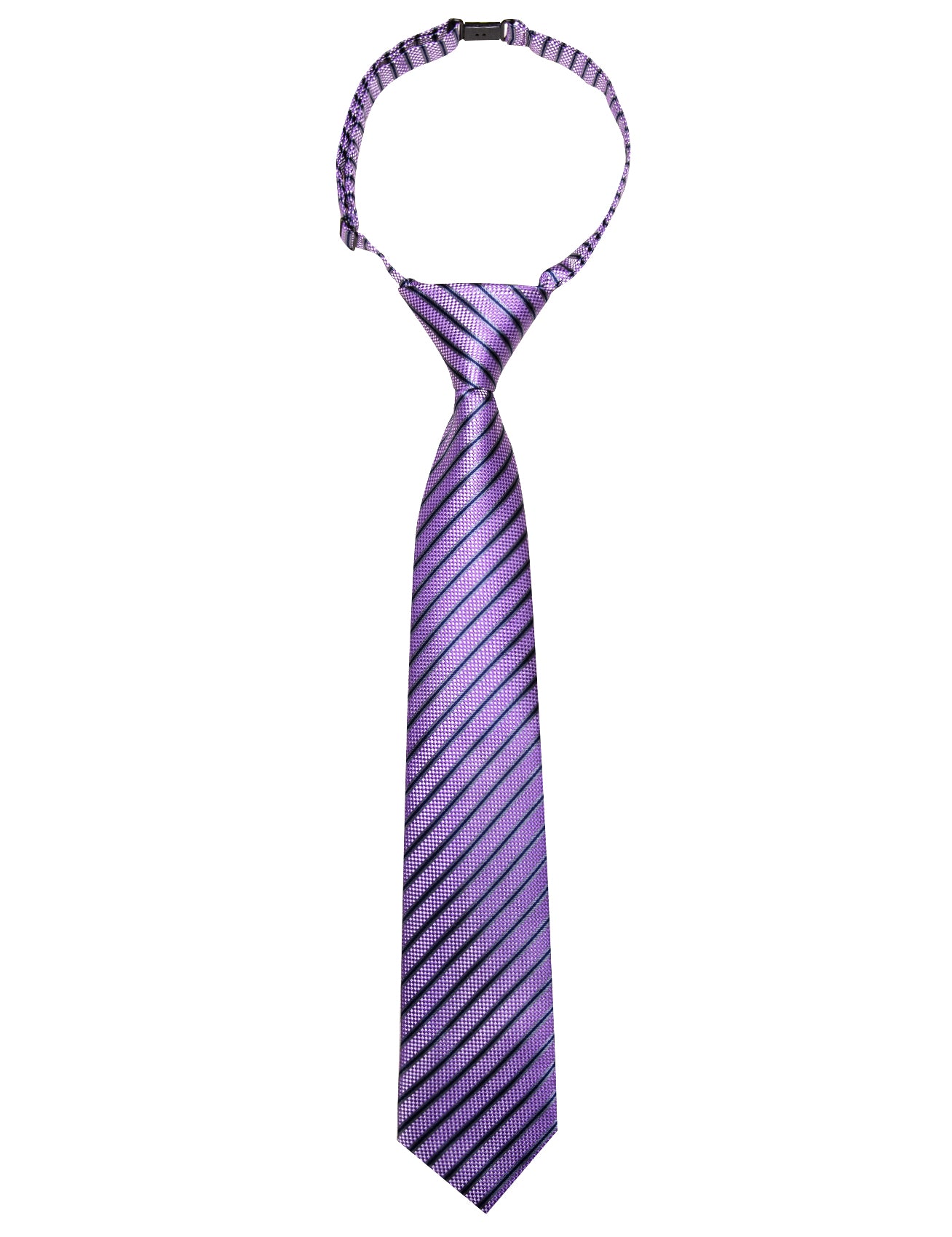 Barry.wang Kids Tie Purple Blue Grey Striped Children's Silk Tie Hanky Set
