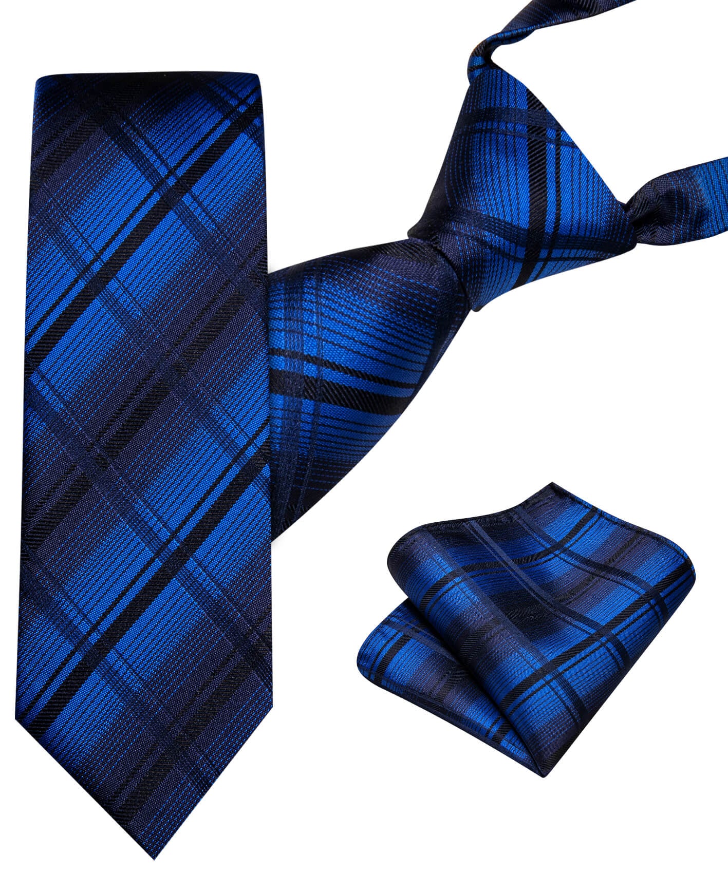 Blue Black Plaid Silk Tie