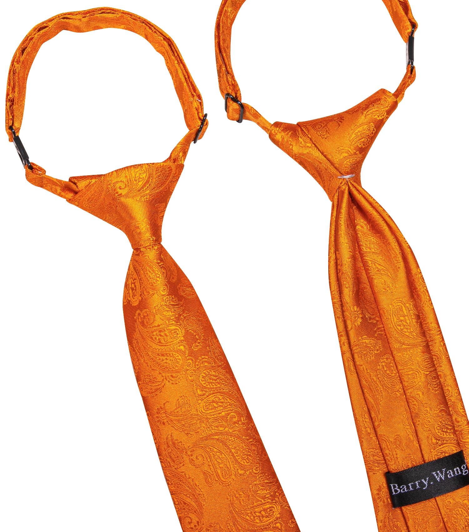 Barry.wang Kids Tie Dark Orange Paisley Children's Silk Tie Hanky Set